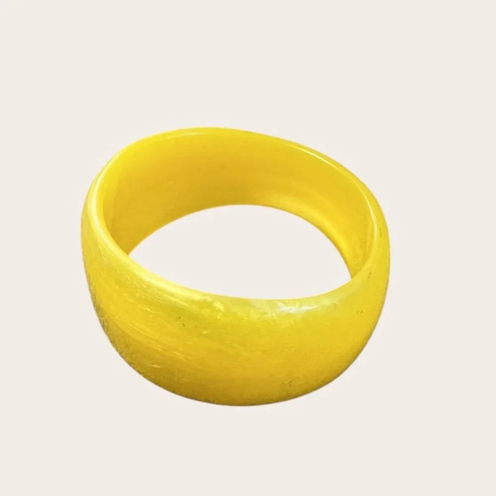 Vintage Yellow Lucite Chunky Bangle Bracelet 2.75